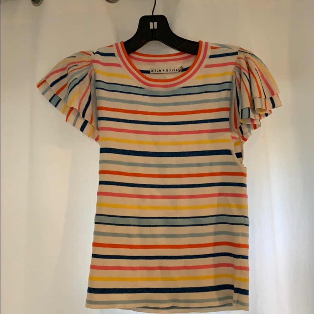 alice + olivia rainbow stripe knit